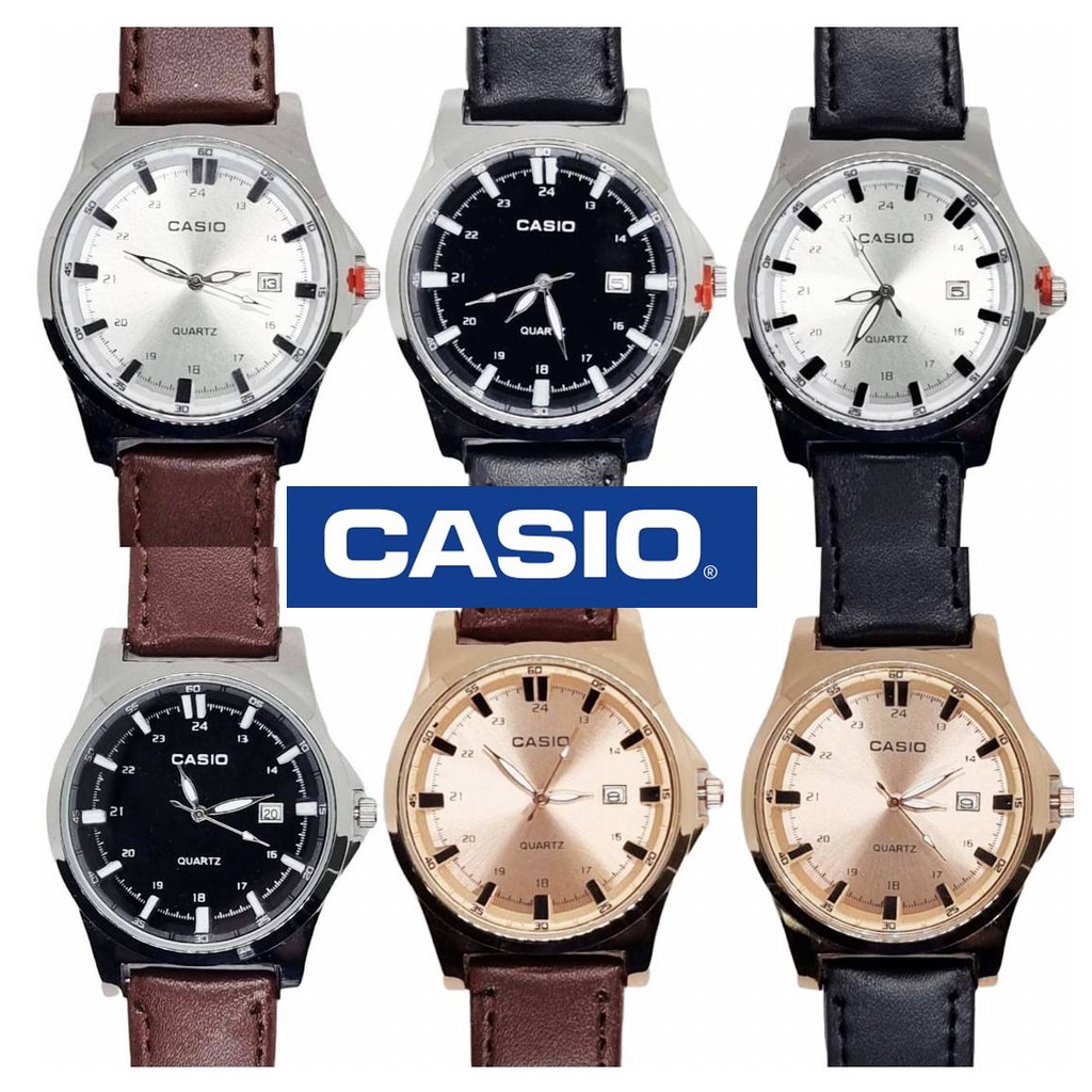 casio นาฬิกาข้อมือ นาฬิกาคาสิโอ้ สีน้ำตราล casioสายหนัง พร้อมกล่องแบรน นาฬิกาสายหนัง สำหรับผู้หญิงและผู้ชาย RC636