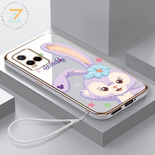 Zymello เคส Vivo Y21 V23 Y33S Y21S เคสโทรศัพท์ซิลิโคน 6D ชุบโลหะแฟชั่นสายซิลิโคนกระต่ายน่ารัก