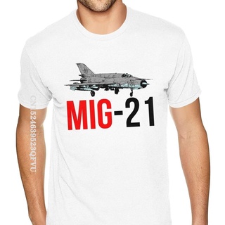 เสื้อยืดคอกลม ผ้าฝ้าย พิมพ์ลายอนิเมะ MIG 21 Jet Air Plane สไตล์พังก์ สําหรับผู้ชายS-5XL