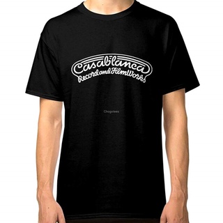 [100% Cotton] Casablanca Records เสื้อยืดคลาสสิก สีดํา DMN10