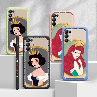 สำหรับ OPPO Reno 5 Reno 5 Pro Reno 5F RENO 5Z 5G เคสโทรศัพท์น่ารักการ์ตูน Disney Princess กันกระแทกฝาหลังกล้อง Full เลนส์เคสป้องกัน