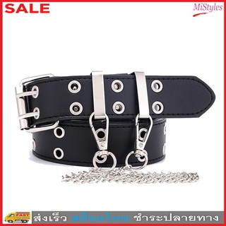 MiStyles  เข็มขัดผู้หญิง เข็มขัดหนังPU เข็มขัดแฟชั่น สไตล์ร็อค Woman PU Leather Belt Ceinture No.2973