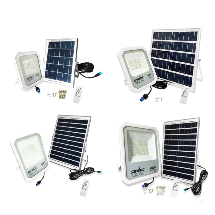 2022new☁☬❐Saneluz [ 1 โคม ] โคมไฟสปอร์ตไลท์โซล่าเซลล์ LED ขนาด 50W 80W 120W 200W Solar Cell ไฟติดสว่