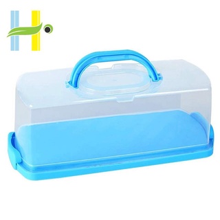 Portable Bread Box with Handle Loaf Cake Container Plastic Rectangular Food Storage Keeper Carrier 13Inch Translucent Dome for Pastries, Bagels, Bread Rolls, Buns