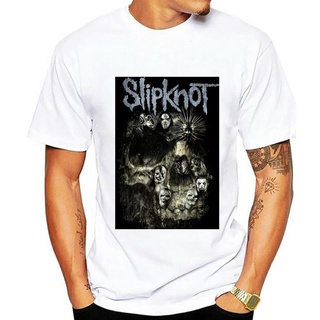 เสื้อยืดสีขาว - เสื้อยืดใหม่Slipknotกะโหลกศีรษะกลุ่มชายสีดํา1Ecpeao26Cmbhjj26