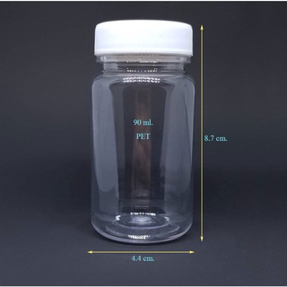 ขวด 90 มล.(12ใบ) ขวดPETใส +ฝาหมุนขาว(น้ำหนัก=0.45kg)