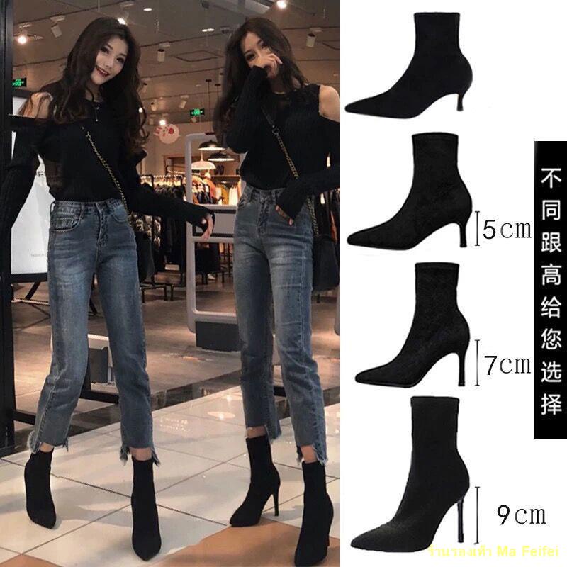Hot Sale ใหม่รองเท้าส้นสูงรองเท้าผู้หญิงรองเท้าบูทสั้นรองเท้ามาร์