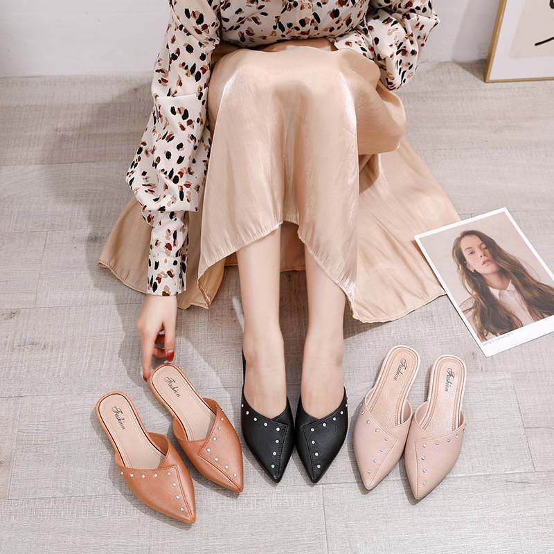 รองเท้า รองเท้าคัชชู แบบเปิดส้น หัวแหลม เรียบหรู เหมาะกับใส่ไปทำงาน 34