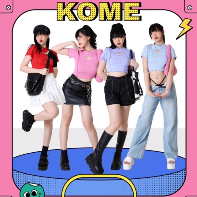 kome.offi เสื้อยืดผ้าร่องเจาะหัวใจ รุ่น Blaire Top