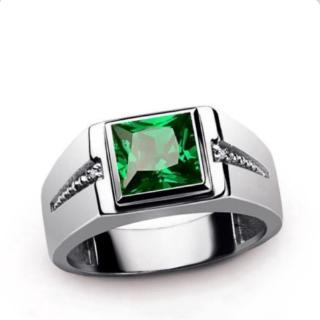 Fashion Geometric Shape Red and Green Gemstone Birthday Gift Ring
