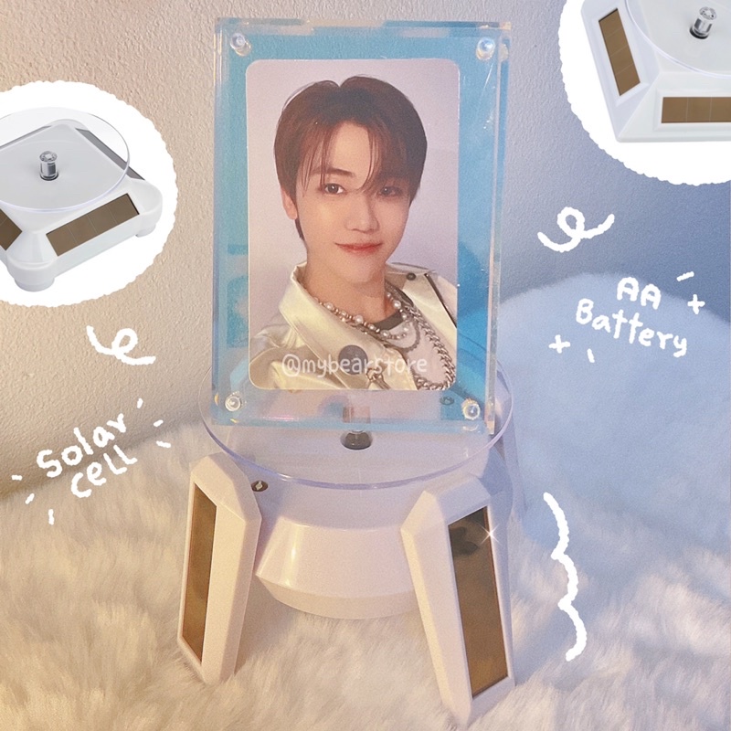 แท่นหมุนโชว์สินค้า แบบใส่แบต ถ่าน และ พลังงานแสงอาทิตย์ Solar cell 360 องศา ถาดหมุน แท่นโชว์สินค้า ราคา ถูกที่สุด ดีลบีเคเค