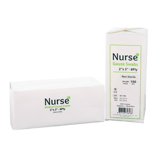 ผ้าก๊อซ พับอย่างดี - Nurse Gauze Swabs  2"x2" - 8Ply 100 ชิ้น/ห่อ (100pcs)