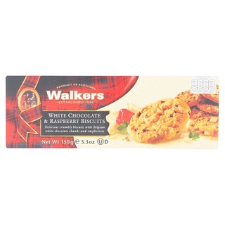 🔥HOT🔥 วอล์คเกอร์ส บิสกิตผสมช็อกโกแลตและราสพ์เบอร์รี่ 150กรัม Walkers White Chocolate &amp; Raspberry Biscuits 150g