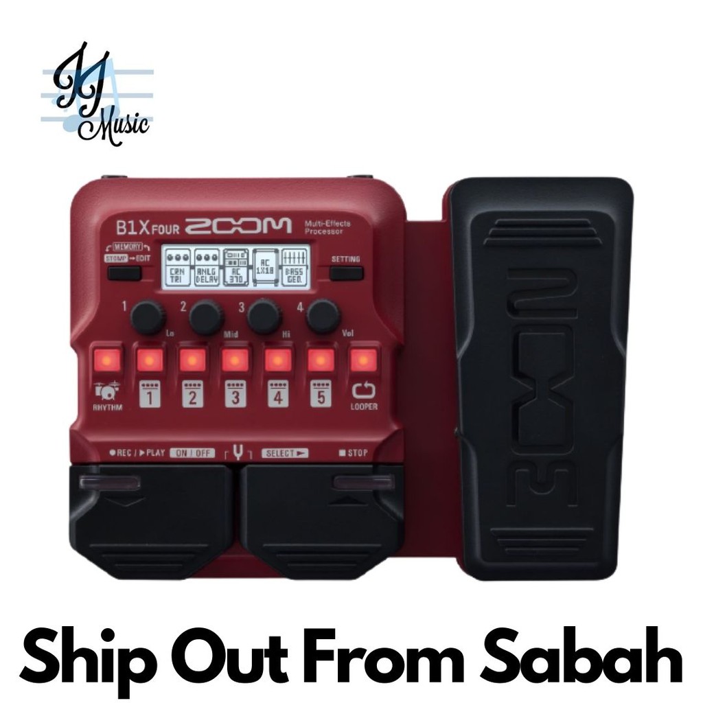Zoom B1X FOUR Bass Guitar โปรเซสเซอร์มัลติเอฟเฟกต์พร้อมแป้นเหยียบแสดงออก (B1XFOUR)