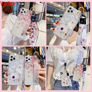 Huawei Nova 7i 6 SE 5i 5 Pro 5T 4e 3e 4 3 3i 2i Phone Case Flower Cherry Blossoms Butterfly Animal Lanyard Holder Stand Soft TPU Case Cover