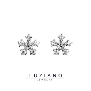 จัดส่งฟรี! ต่างหูเงินแท้ รุ่น Shiny Snow Flake ❄️ ต่างหูเกร็ดหิมะ Luziano เพชร CZ ชุบทองคำขาว ไม่แพ้ ไม่ลอก ไม่ดำ