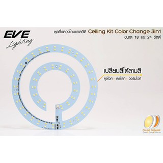 หลอดซาลาเปา 3แสง EVE ชุดกึ่งดวงโคม LED แบบกลม 3แสง ใช้แทนหลอด32W เปลี่ยนสีได้ Cool/ Day/Warm 18w