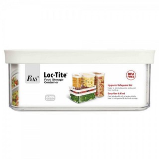 กล่องอาหารเหลี่ยม LOC-TITE 2.0 ลิตร สีขาว  FOOD CONTAINER SQUARE L 2.0L LOC-TITE WHITE