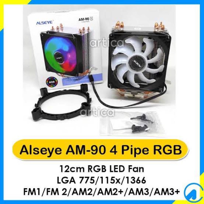 เครื่องทําความเย็น Hsf ALSEYE AM90 4 rgb heatpipe