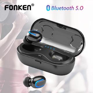 [Ready Stock] FONKEN Wireless Bluetooth Earphone TWS Stereo Earbuds V5.0 IPX6 In-ear Sport Handsfree Headset