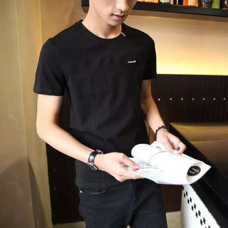 VM เสื้อยืดคอกลมแขนสั้น ผู้ชาย Mens Short Sleeve T-Shirt(สีดำ)รุ่น 0025