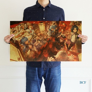 Bcf โปสเตอร์ ลายการ์ตูนอนิเมะ Genshin Impact สไตล์เรโทร สําหรับตกแต่งผนังบ้าน