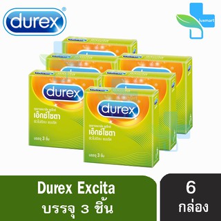 Durex Excita ดูเร็กซ์ เอ็กซ์ไซตา ขนาด 53 มม บรรจุ 3 ชิ้น [6 กล่อง] ถุงยางอนามัย ผิวแบบขีด condom ถุงยาง