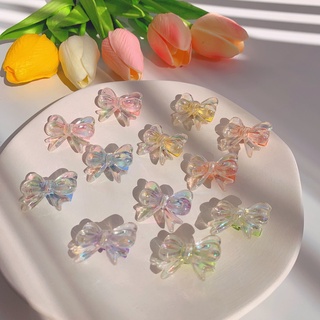 SENSES// Colorful Transparent Barrettes Small Bowknot French Children Womens Broken Cute Trumpet rKL8