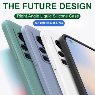 เคสโทรศัพท์กันกระแทกซิลิโคนVIVO X50 X30 Pro Original Square Liquid Silicone Phone Case For X50Pro X30Pro Solid Color Soft Cover On For VIVO X50 X30 Straight edge liquid silicone mobile phone case