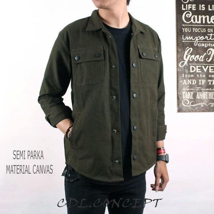 เสื้อแจ็กเก็ต ผ้าแคนวาส กึ่งพาร์คเกอร์ (ไซซ์  - Parka Jacket - Semi Parka Jacket