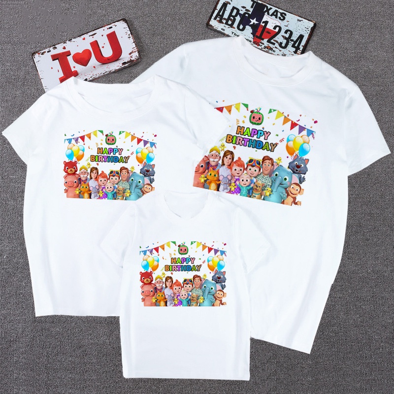 Tops 183 บาท Cocomelon เสื้อยืดพิมพ์ลายการ์ตูน Happy Birthday Family สําหรับครอบครัว Baby & Kids Fashion