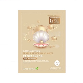 [1 แผ่น] มาส์กหน้า ไข่มุก ให้ผิวเปล่งปลั่ง กระจ่างใส เรียบเนียน LEAVES NATURAL PEARL ESSENCE MASK SHEET 25 ML.