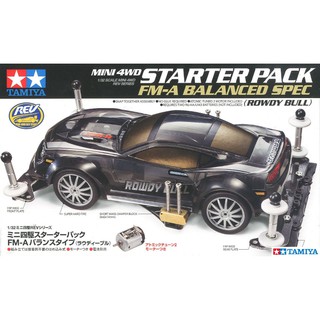 โมเดลรถรางทามิย่า 1/32 Tamiya Mini 4WD TA18710 Starter Pack FM-A Balanced (Rowdy Bull)