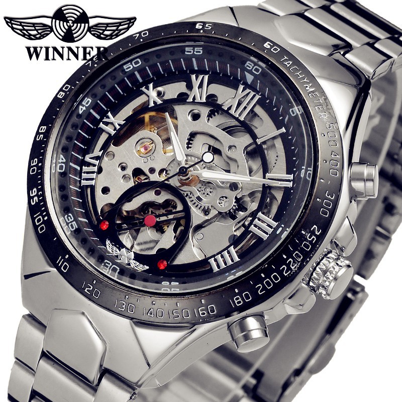 Winner Luxury Mechanical Watch Skeleton Stainless Steel NaD0 ...