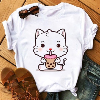 เสื้อโอเวอร์ไซ - การ์ตูนแพนด้าตลก /สุนัข / แมว / pusheen แมวรัก Boba เสื้อยืดชาผู้หญิงเสื้อยืดฤดูร้