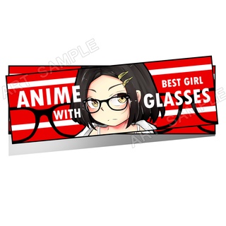 สาวแว่น สติ๊กเกอร์ 2 ชิ้น Anime for Car Sticker Anime เอจจิ น่ารัก สติกเกอร์อนิเมะ ติดรถยนต์ ญี่ปุ่น Ahegao Sticker