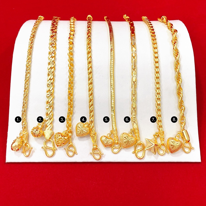 สร้อยข้อมือทองลายเกลียว,สี่เสา,เลสแบน หนัก 2บาท ยาว 6-7นิ้ว ชุบทอง หุ้มเศษทองแท้เยาวราช งานสวย พร้อมส่ง