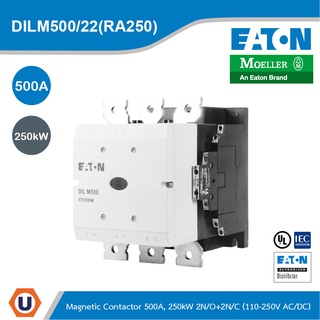 EATON DILM500/22(RA250)Contactor,380 V 400 V 265 kW, 2 N/0, 2 NC,RA 250:110 - 250 V 40- 60 Hz Operation,Screw Connection