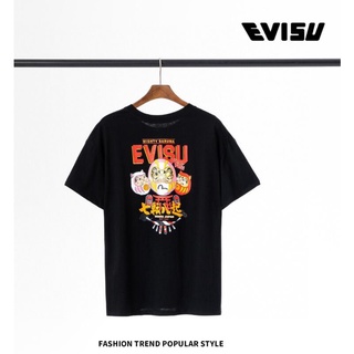 ราคาต่ำสุดเสื้อยืดแขนสั้น ผ้าฝ้าย พิมพ์ลาย Evis แฟชั่นสําหรับผู้ชาย และผู้หญิงS-3XL