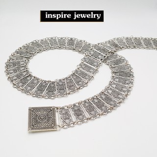 Inspire Jewelry ,ชุดไทย เข็มขัด ปราณีตมาก งานแฟชั่น สีเงินรมดำ สำหรับประดับชุดไทย สวยหรู เหมาะกับการแต่งกายที่สวยงาม