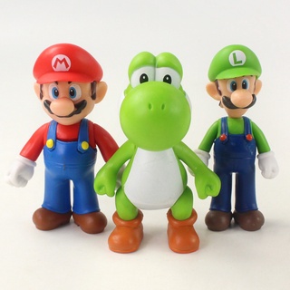 เกม Super Mario Bros. Nintendo ขนาด 10 ซม. สไตล์ญี่ปุ่น 3 ชิ้น ต่อชุด โมเดลฟิกเกอร์ Yoshi Luigi Mario PVC ของเล่นสําหรับเด็ก