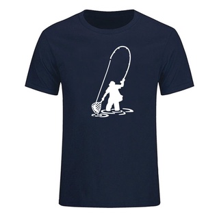 เสื้อยืดแขนสั้น ผ้าฝ้าย พิมพ์ลาย Flying Fishing Fisherman Trout แฟชั่นฤดูร้อน สําหรับผู้ชายS-5XL