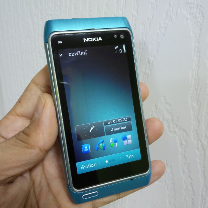 Nokia N8 มือสอง สีฟ้า รอยน้อย แผ่นปิดครบ