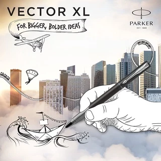 สลักชื่อฟรี Parker ปากกาโรลเลอร์บอล ปากกาเคมี ขนาด 0.7mm หมึกสีดำ Vector XL Rollerball Pen