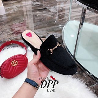 slipper  เย็บหัวใจ หนังvelvet