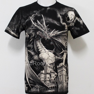 เสื้อลาย มังกร ปราสาท เสื้อยืด Discharge OVP T-Shirt D14 ไซส์ยุโรป