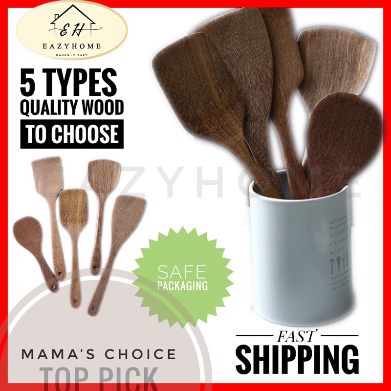 SUPERRCUP JAPANESE WOODEN SPATULA / LONG HANDLE FRYING SPATULA / THAN PANAS/ SELAMAT DIGUNA