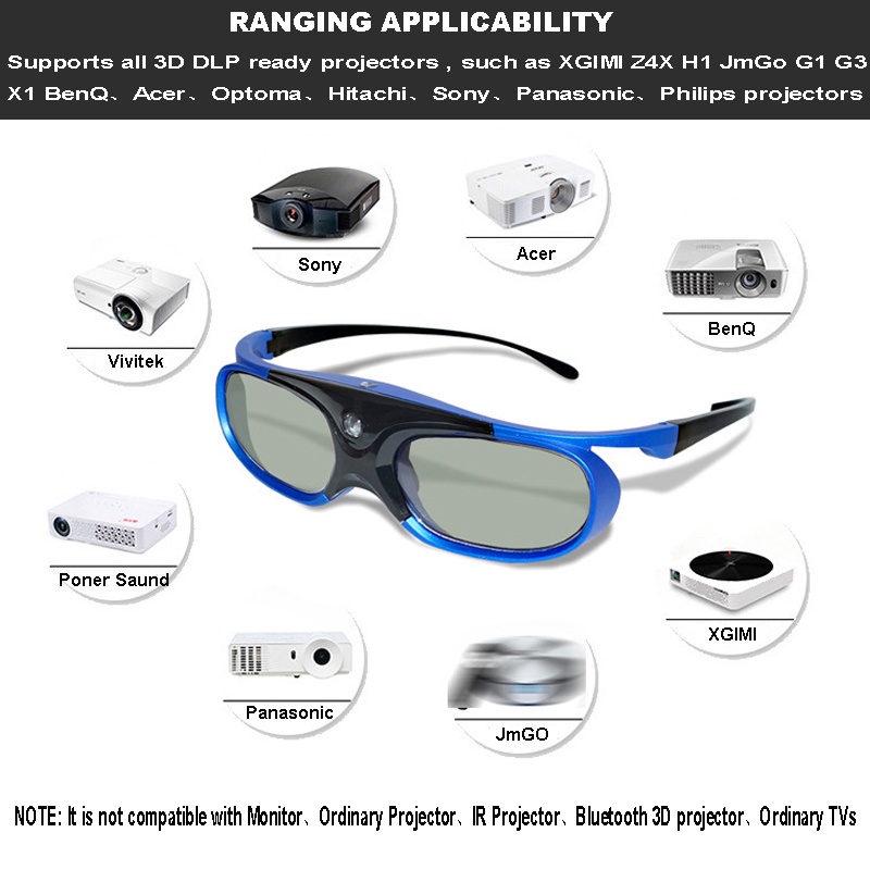 vr แว่นตา：6cs Active Shutter 96144HZ Rechargeable 3D Glasses For Otama ...