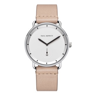 Paul Hewitt White Stainless Steel Leather Watch Strap Sandstone