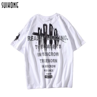 Suikone 2022 เสื้อยืดผู้ชายใหม่เกาหลีรุ่นแนวโน้มรูปแบบการพิมพ์รอบคอแขนสั้นแฟชั่นแขนสั้นบาง Top